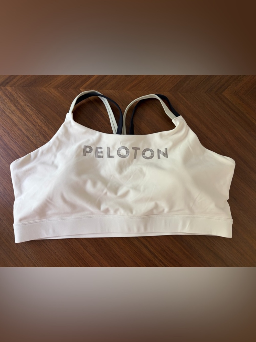 Peloton Sports Bra 3X Off White Longline Strappy Racerback Gym Padded Cycling